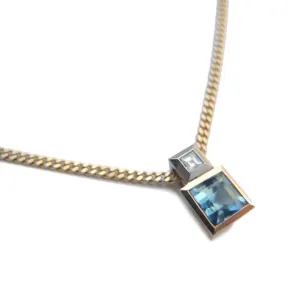 Series 17 | Squared Pendant, 18k, Platinum, Step Cut Aquamarine   Dia.
