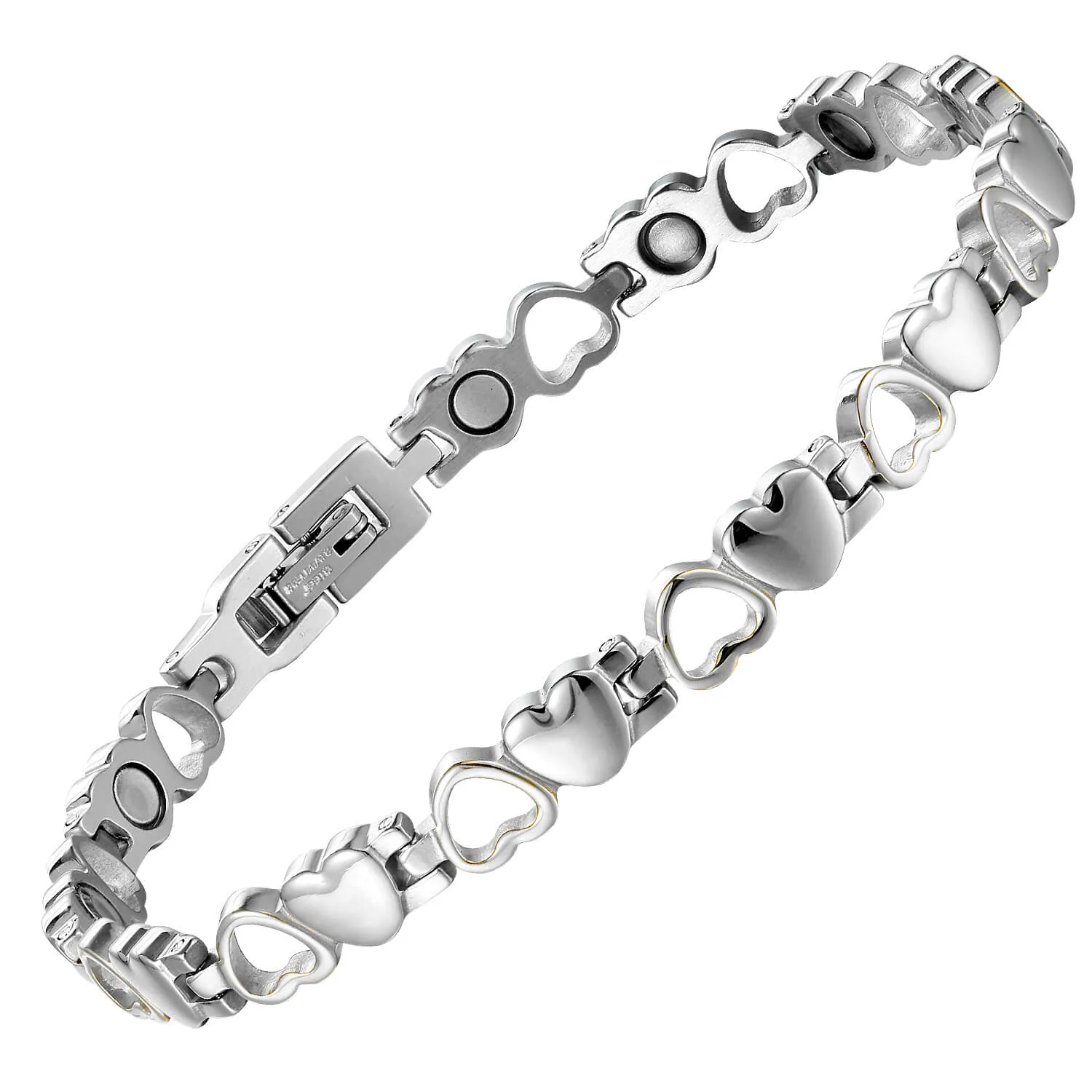 Stainless Steel Hearts Magnetic Bracelet