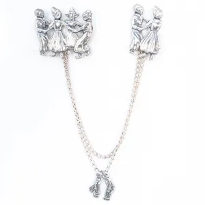 Sterling Silver Dancing People Chatelaine Brooch