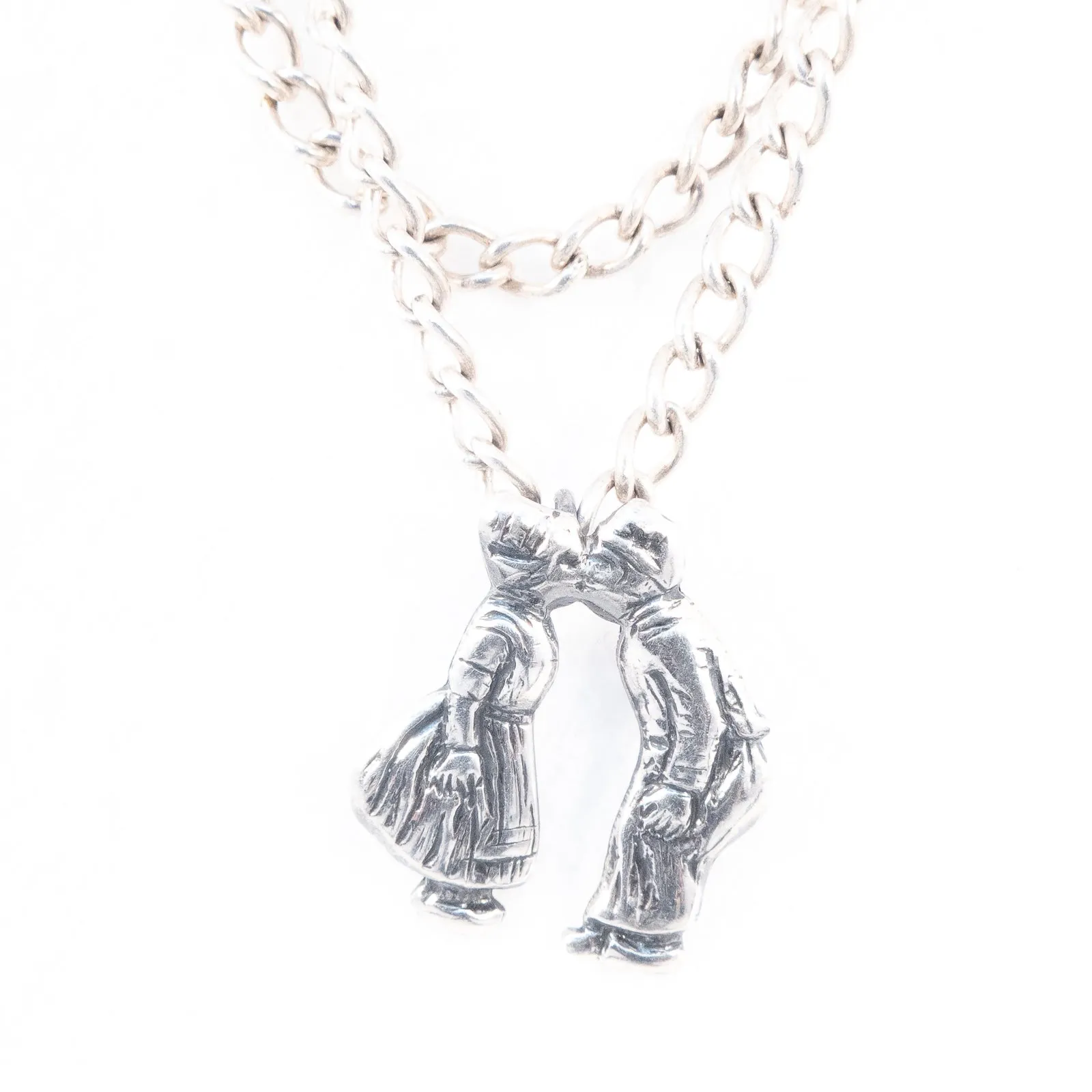 Sterling Silver Dancing People Chatelaine Brooch